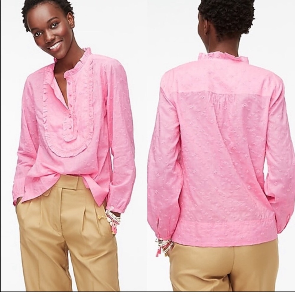 J Crew Pink Ruffle Floral Eyelet Larkspur Pink XXS